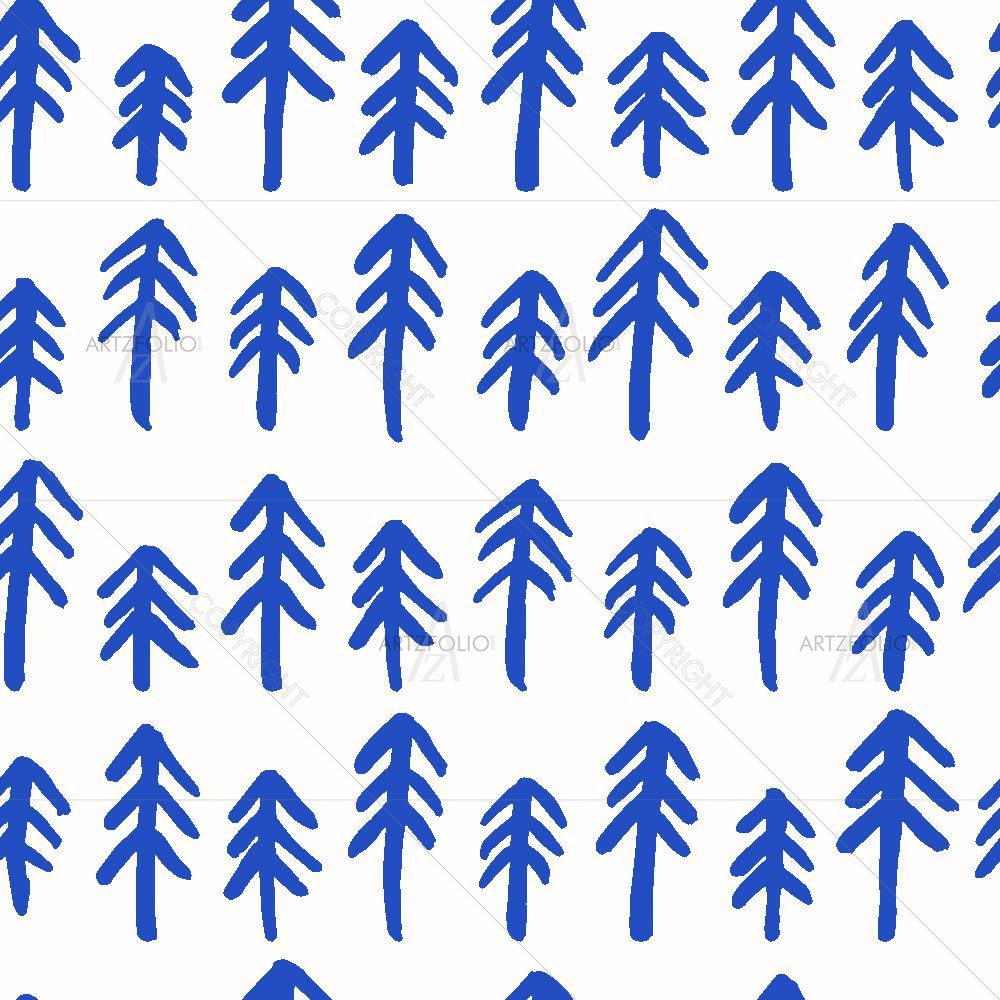 Blue Christmas Trees — custom-size art design 5016426