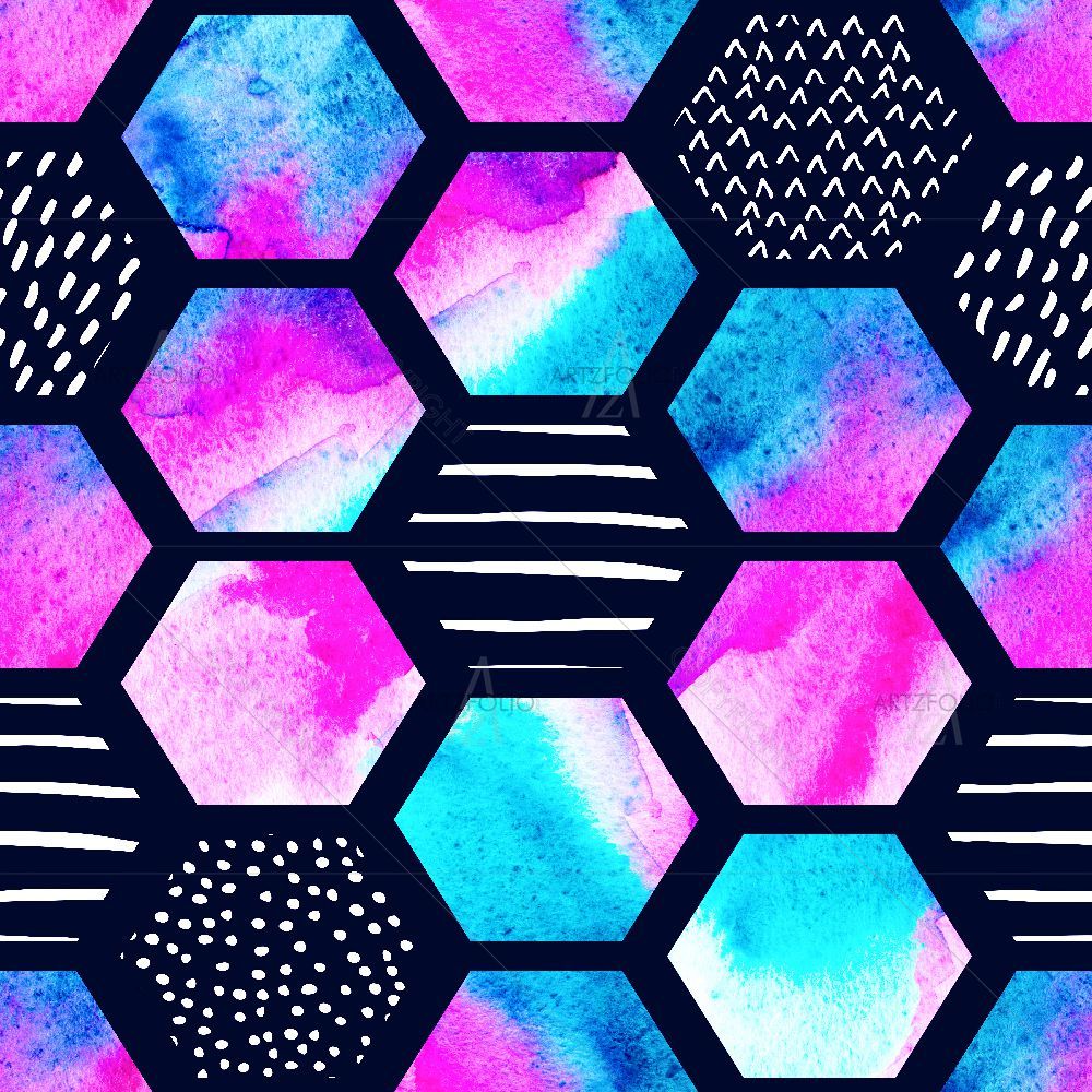 Hexagonal Doodle — custom-size art design 5016440