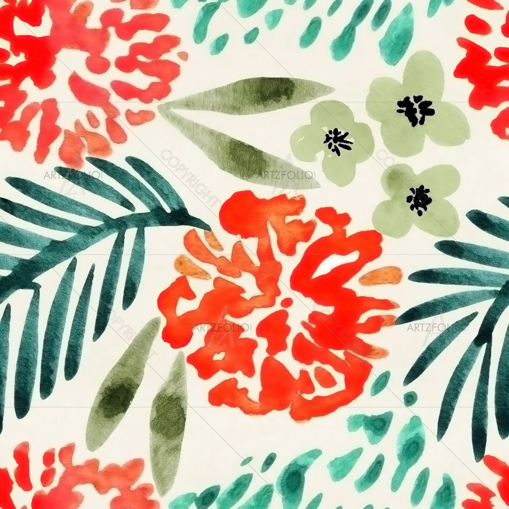 Watercolor Floral Pattern D42 — Botanical custom art by ArtzFolio