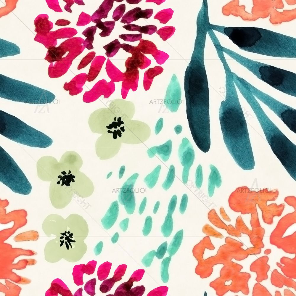 Watercolor Floral Pattern D43 — custom-size art design 5016452