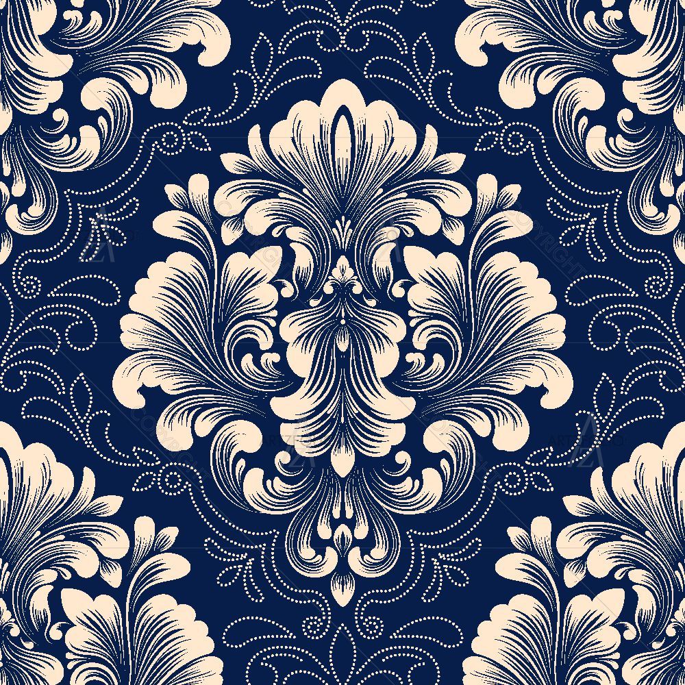 Luxury Damask Pattern D5 — Botanical custom art by ArtzFolio