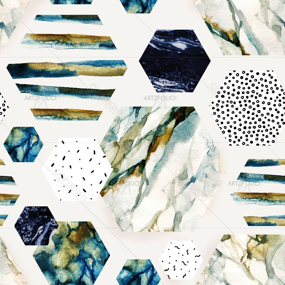 Watercolor Hexagons — Abstract custom art by ArtzFolio