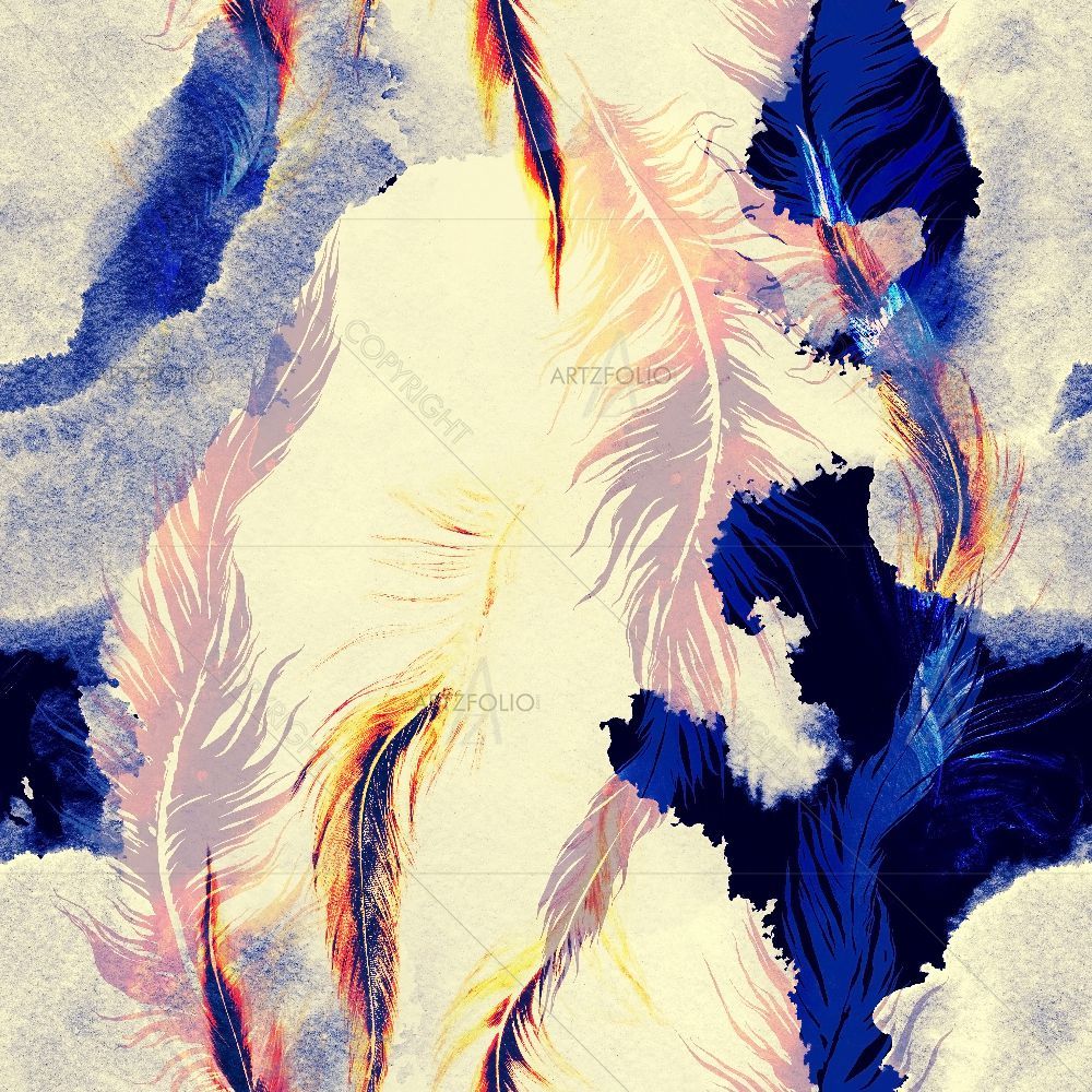 Flying Bird Feathers Imprints — Abstract custom art by ArtzFolio
