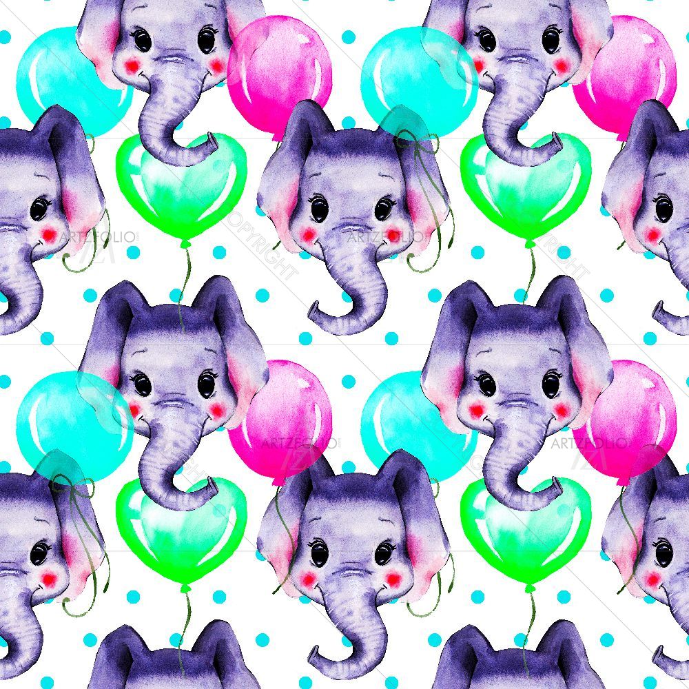 Elephants and Balloons — custom-size art design 5016488