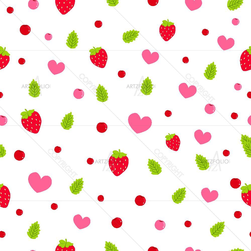 Strawberry and Hearts — custom-size art design 5016491