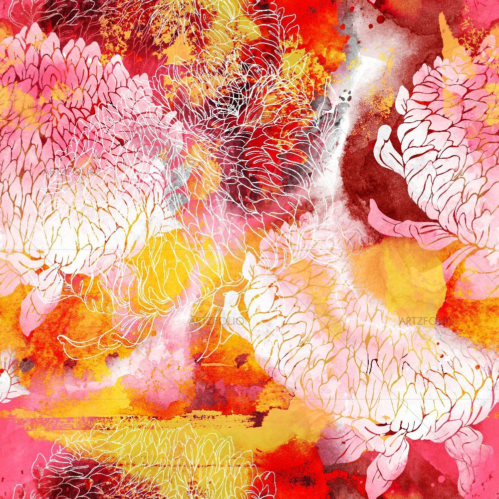 Abstract Chrysanthemum Pattern — custom-size art design 5016504