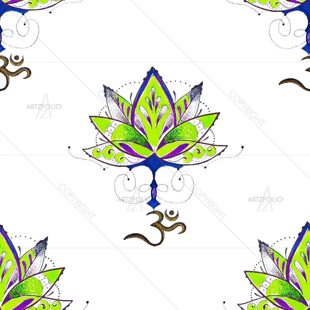 Green Lotus — Devotional custom art by ArtzFolio