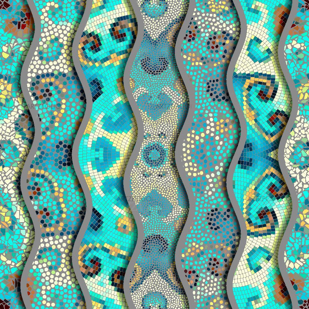 Ornate Mosaic Waves — Fluid marble custom art by ArtzFolio