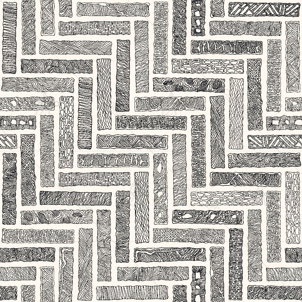 Monochrome Doodle Herringbone — custom-size art design 5016525
