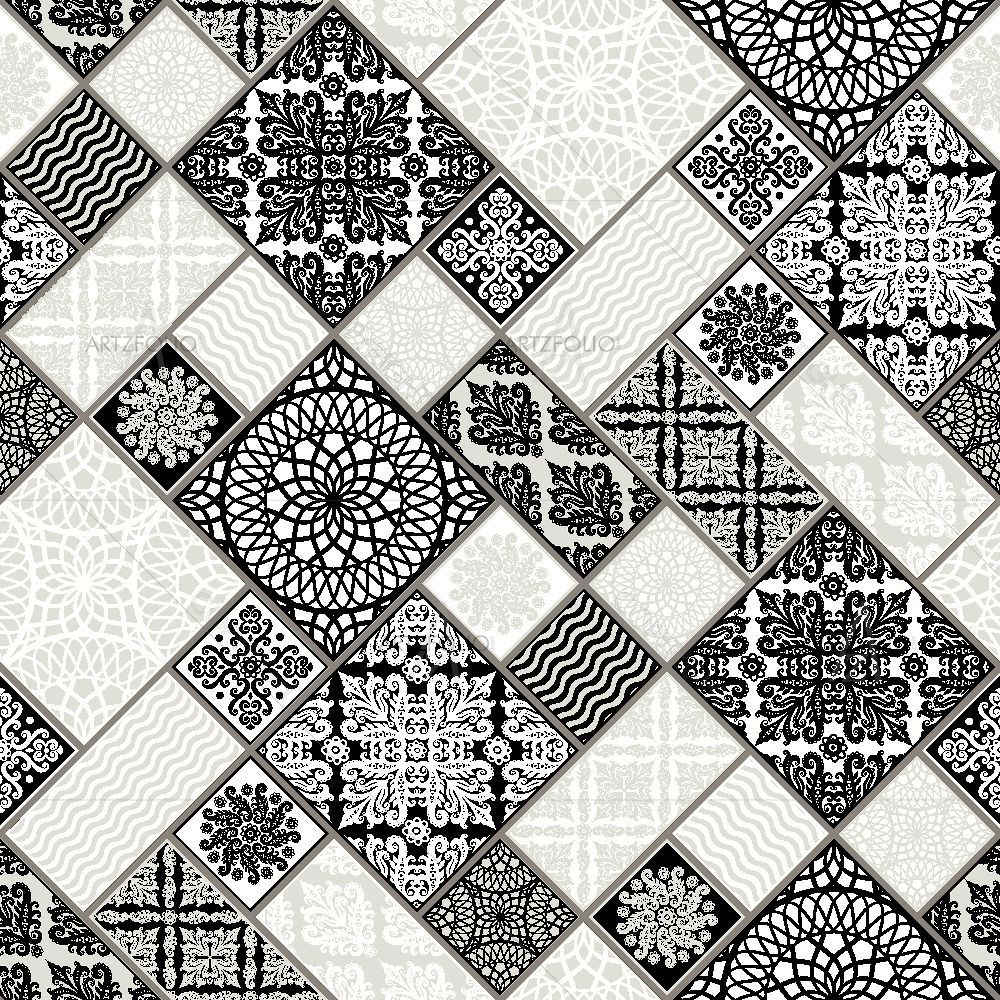 Monochrome Patchwork Pattern — custom-size art design 5016553