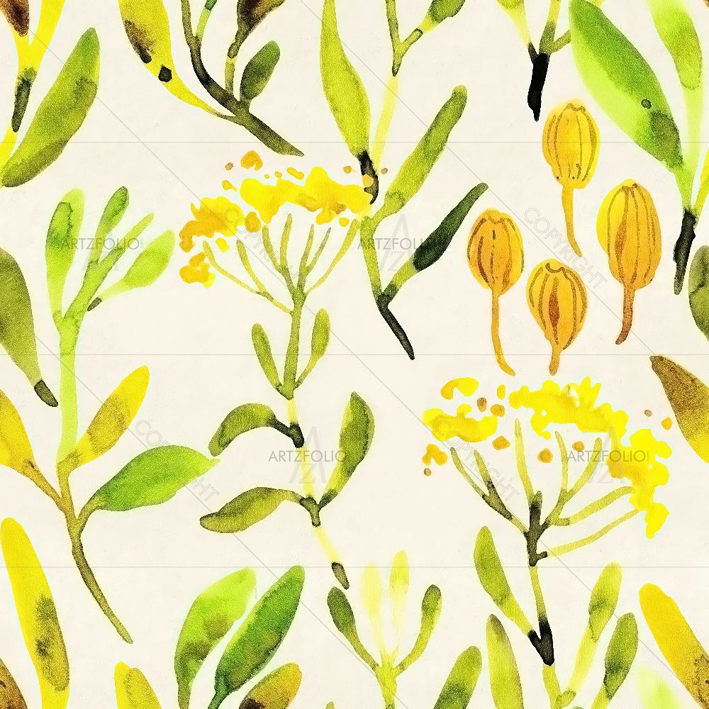 Watercolor Floral Pattern D48 — custom-size art design 5016559