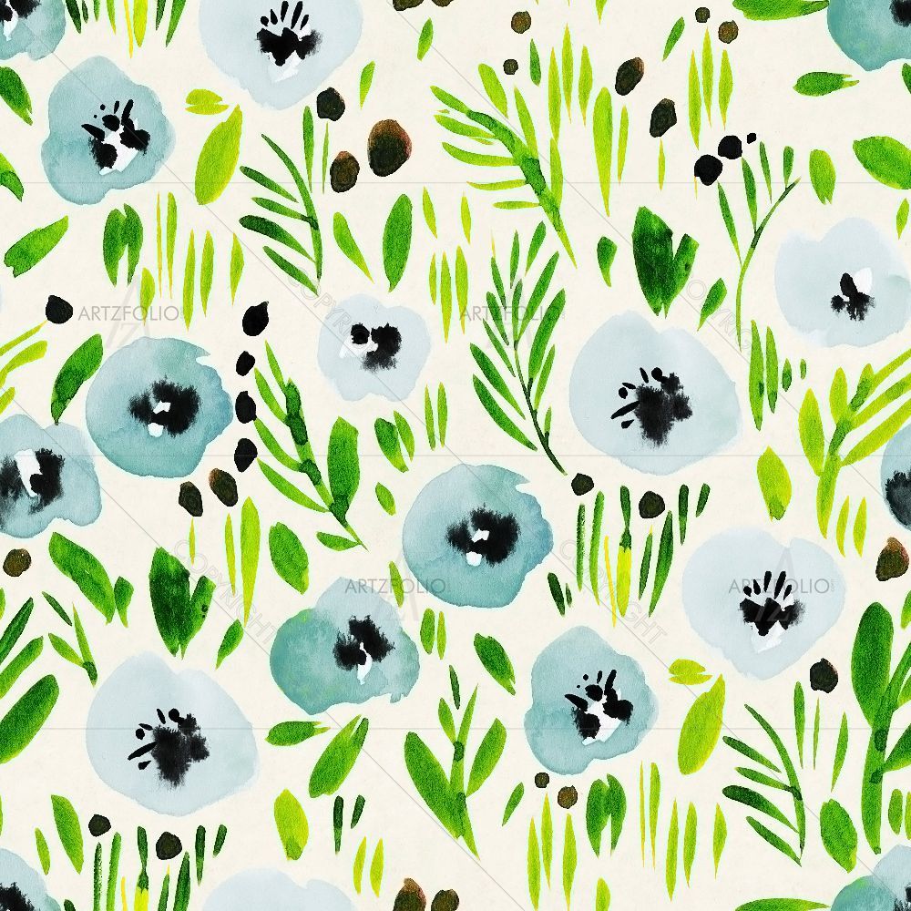 Watercolor Floral Pattern D49 — custom-size art design 5016561