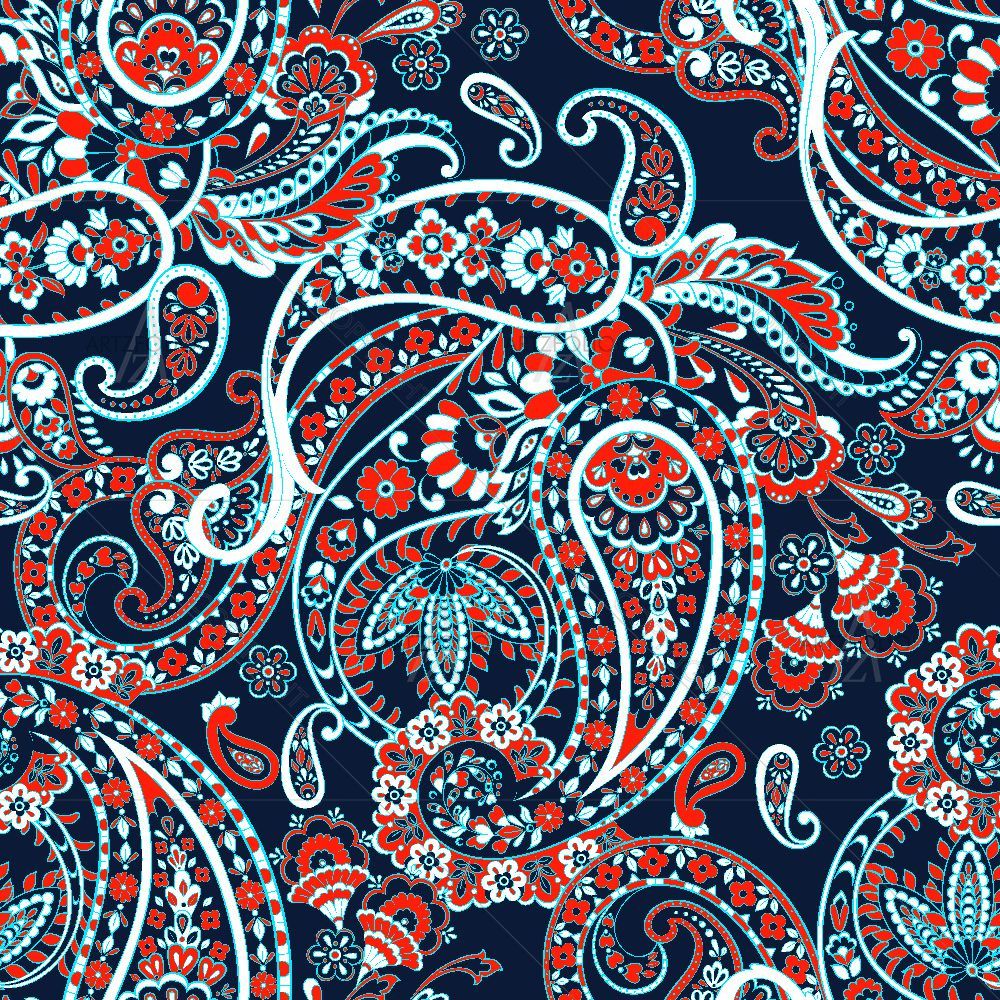 Paisley Folkloric Flowers — custom-size art design 5016566