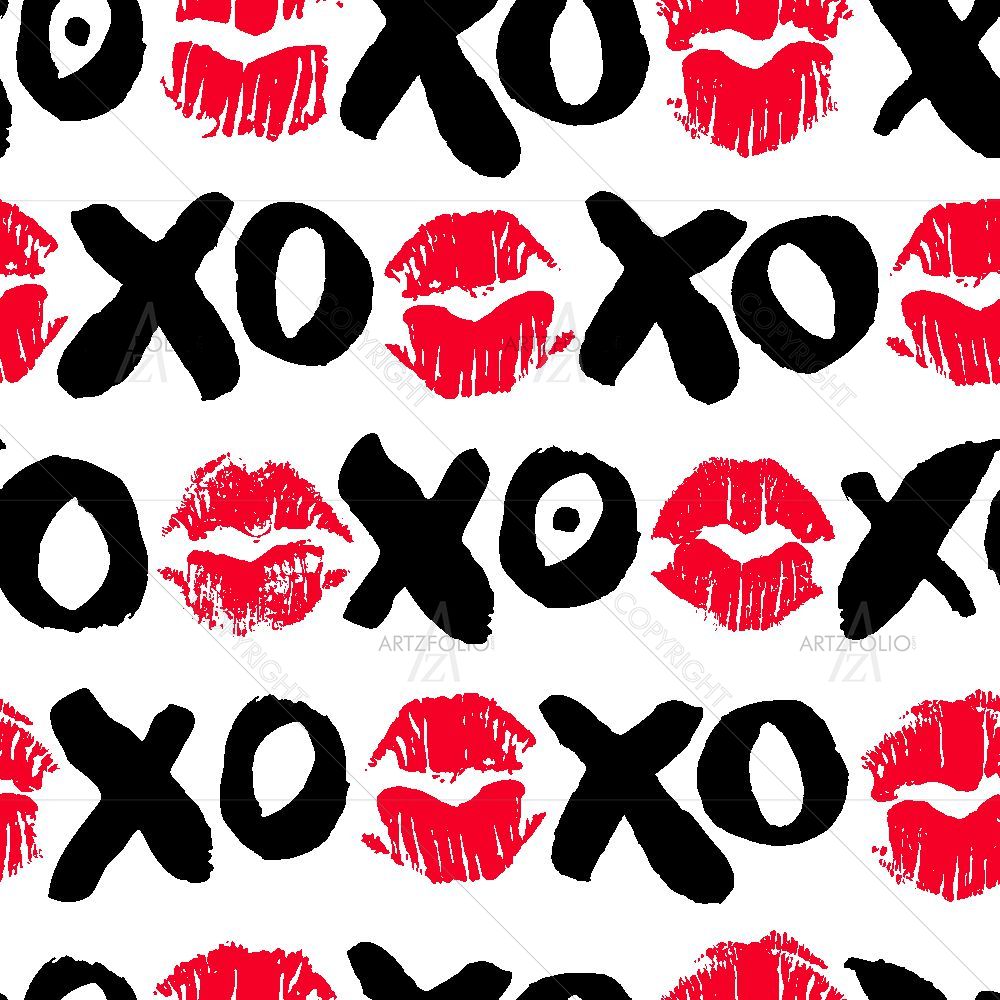 XO and Lipstick Kisses — Abstract custom art by ArtzFolio