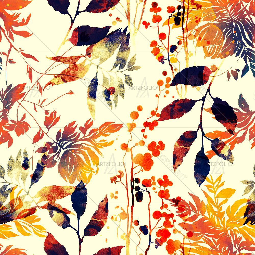 Watercolor Vintage Leaves — Botanical custom art by ArtzFolio
