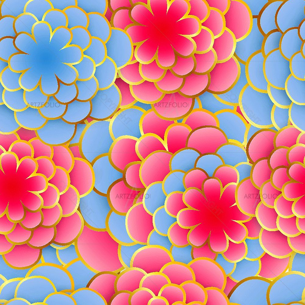 Colorful 3D Flowers D2 — Botanical custom art by ArtzFolio