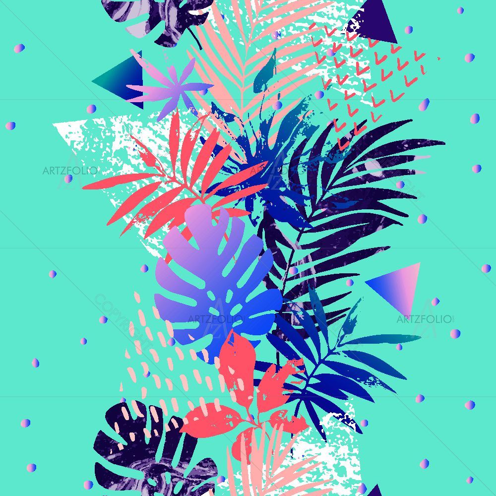 Tropical Leaves Grunge — custom-size art design 5016611