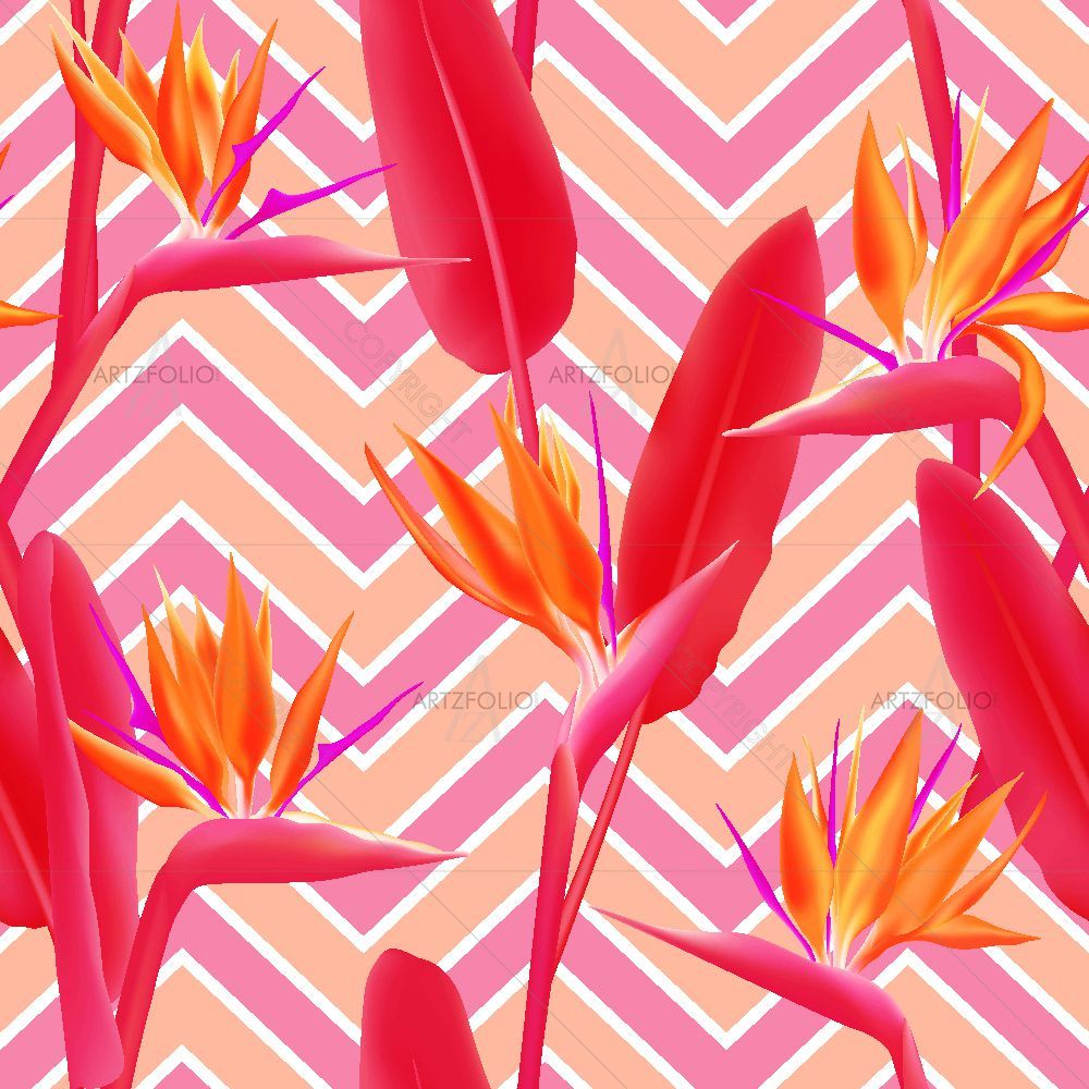 Bird of Paradise Tropical Crane Flower D2 — Botanical custom art by ArtzFolio