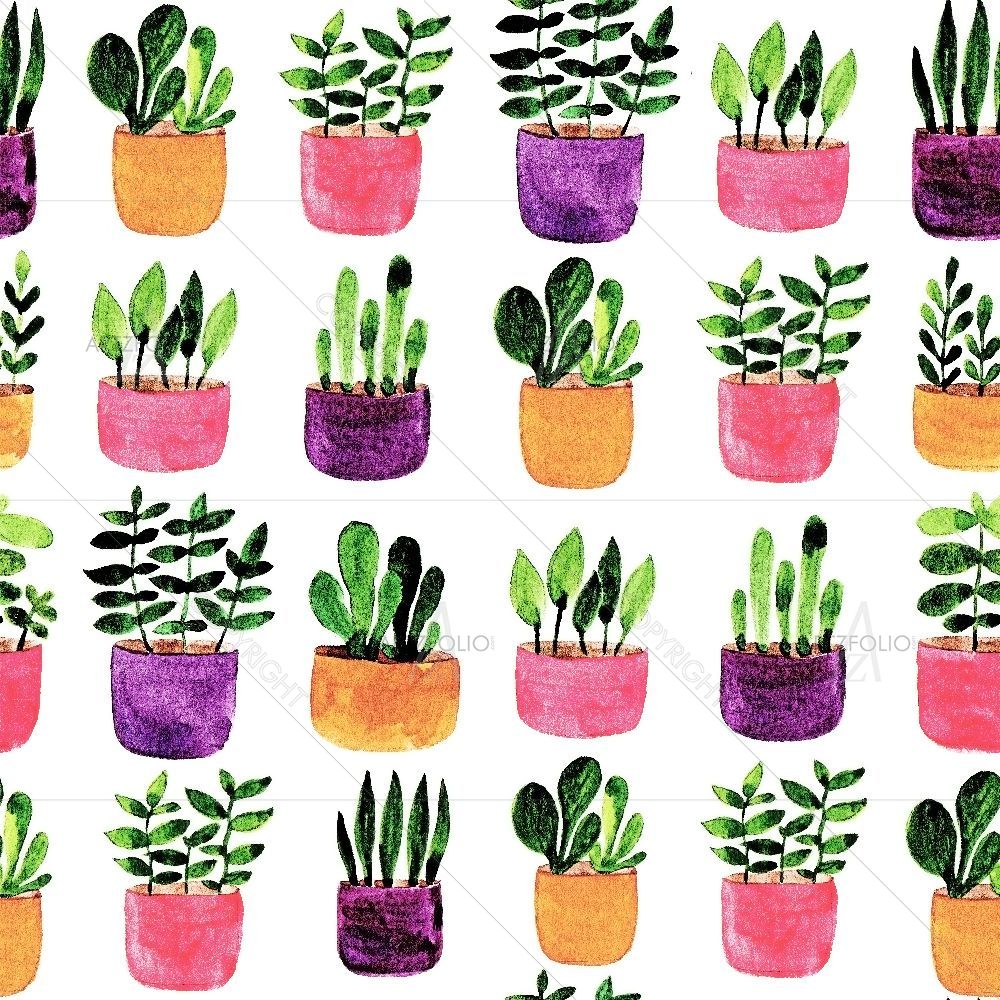 Colorful Plants Pots — custom-size art design 5016679
