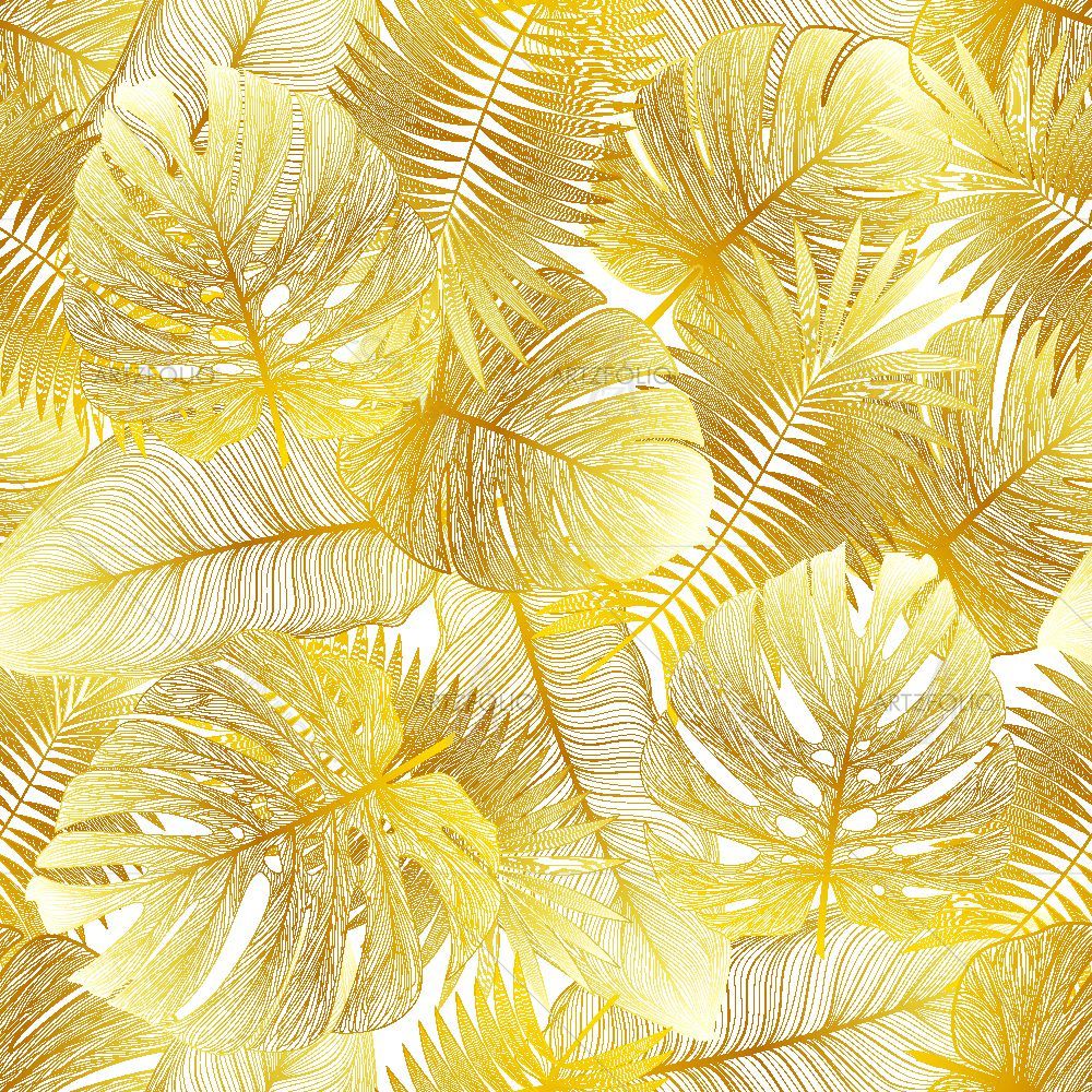 Golden Tropical Palm Leaves — Botanical custom art by ArtzFolio