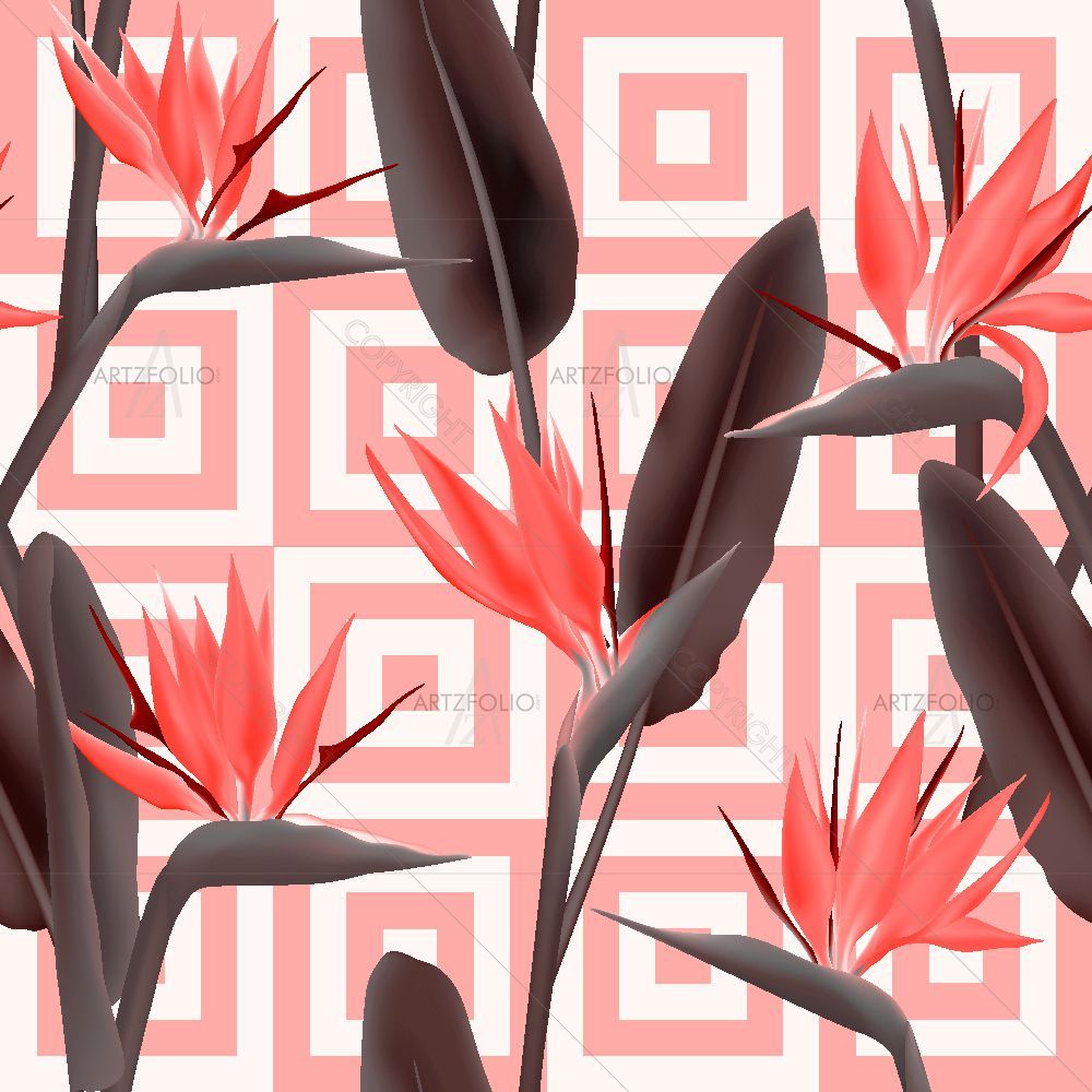 Modern African Crane Flower D2 — Botanical custom art by ArtzFolio