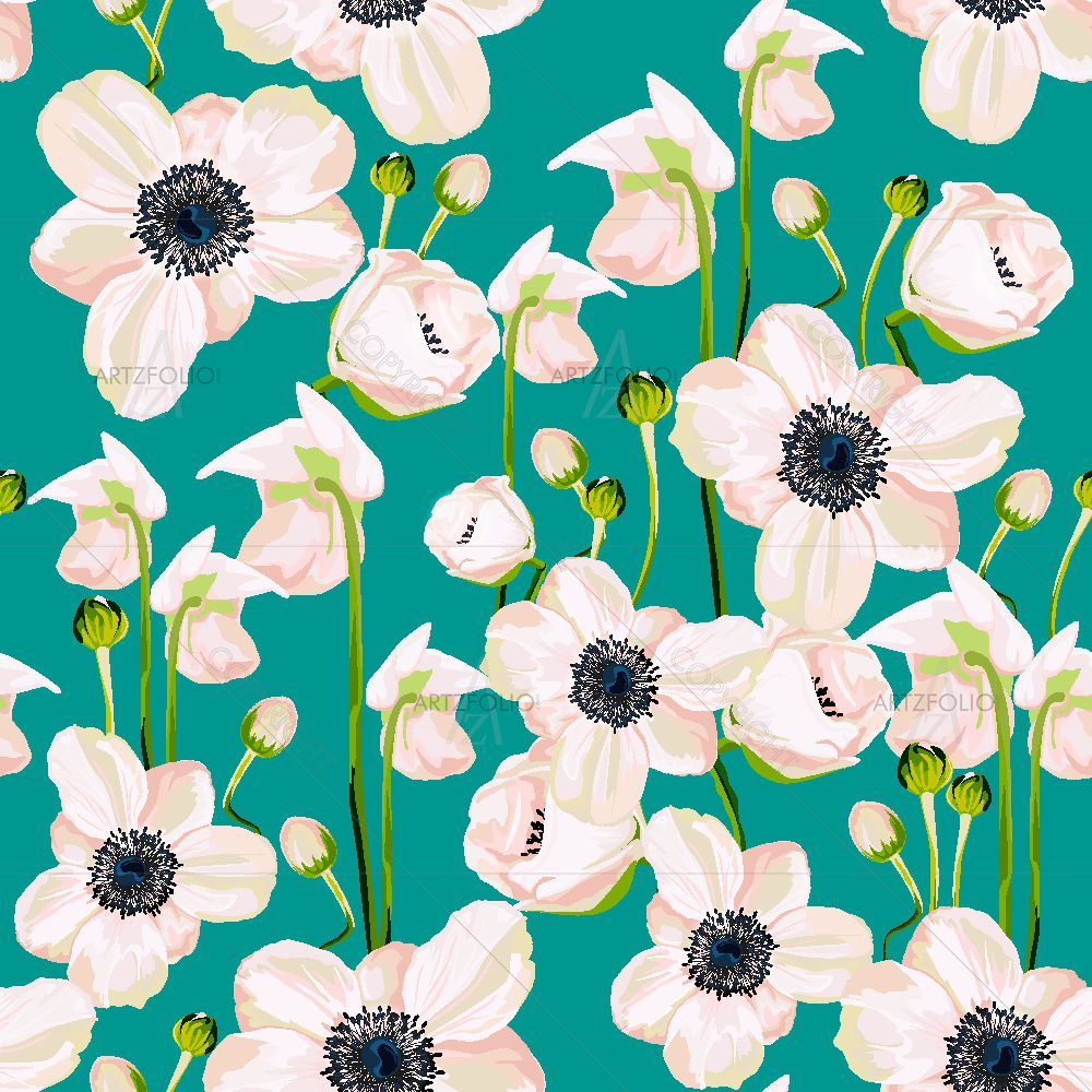 Watercolor Floral Pattern D55 — custom-size art design 5016758