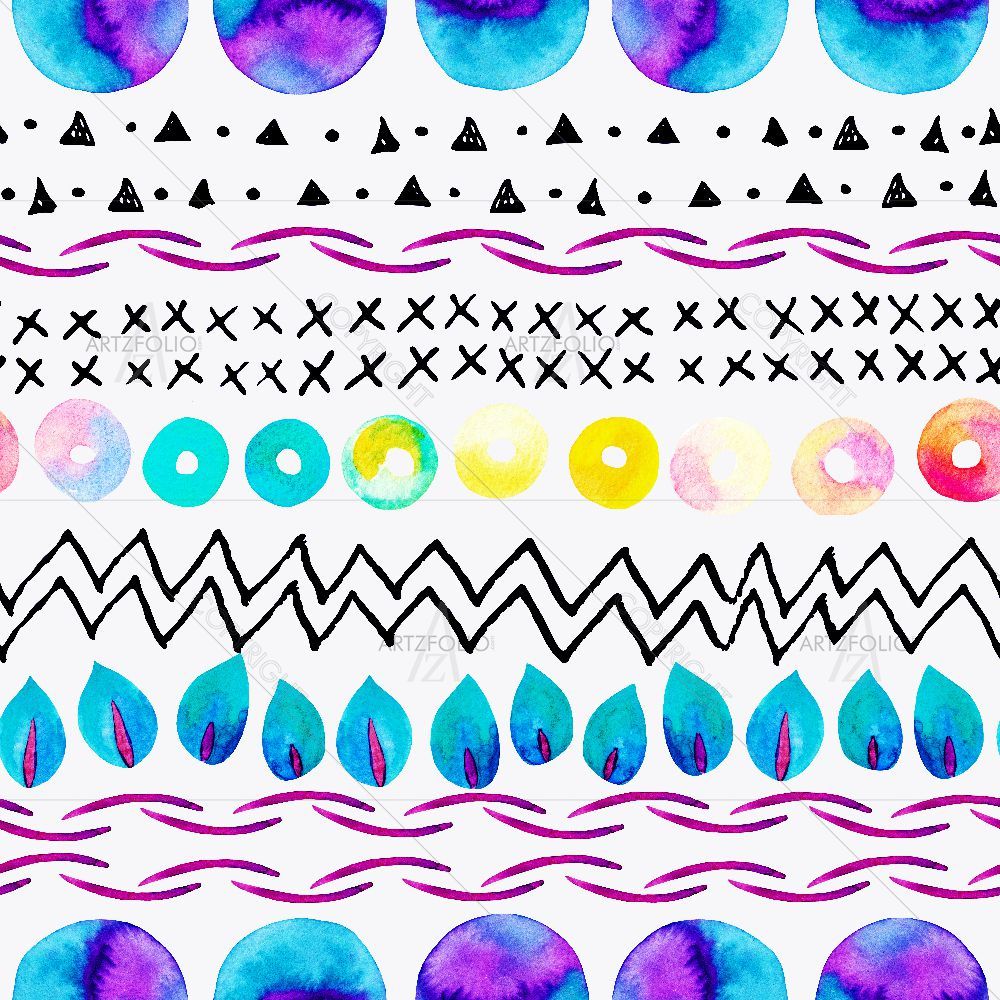 Watercolour Geometric Pattern D8 — Botanical custom art by ArtzFolio
