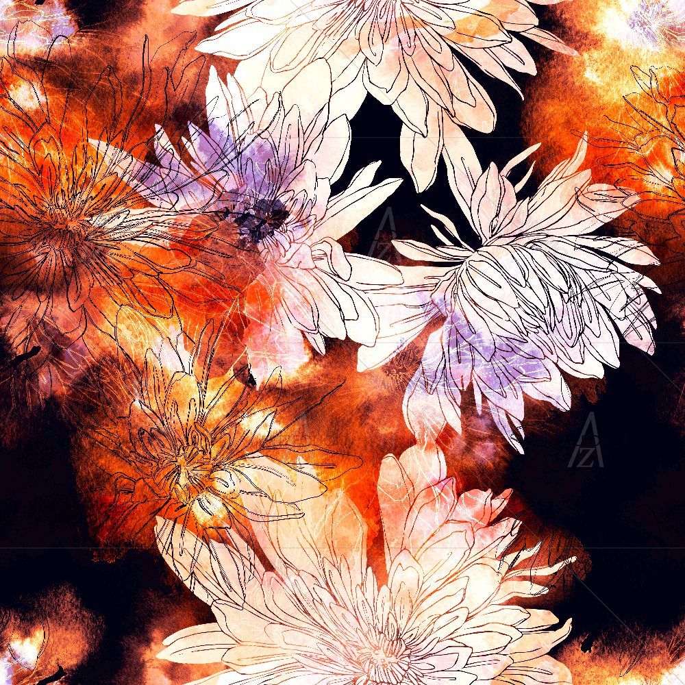 Japanese Chrysanthemums Imprints — custom-size art design 5016764
