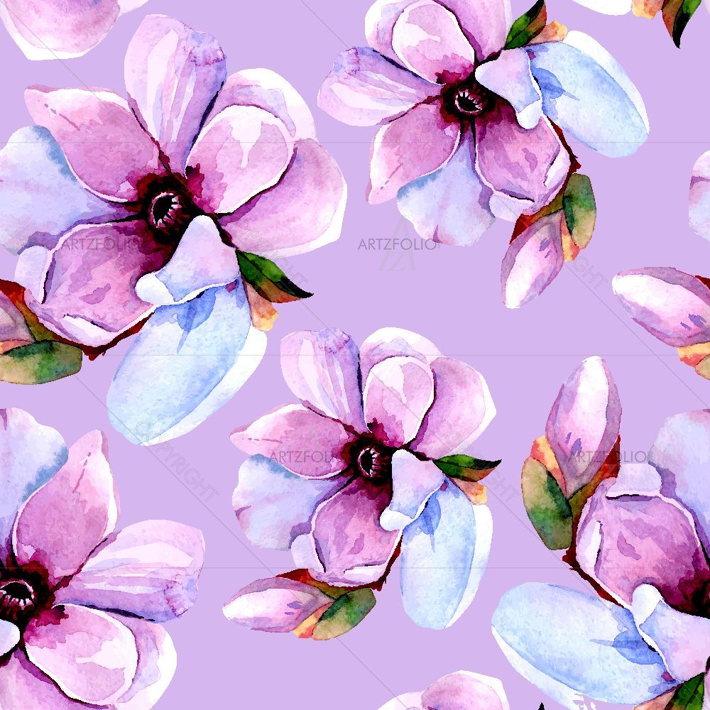 Watercolor Floral Pattern D56 — custom-size art design 5016765