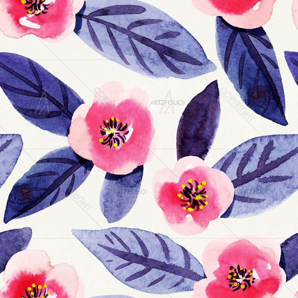 Watercolor Floral Pattern D57 — custom-size art design 5016770