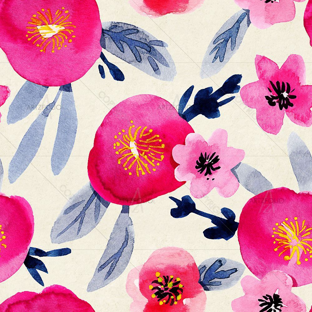 Watercolor Floral Pattern D59 — Botanical custom art by ArtzFolio