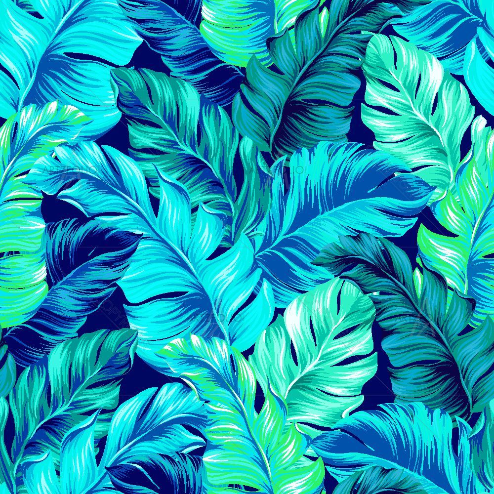 Turquoise Green Tropical Leaves — custom-size art design 5016802