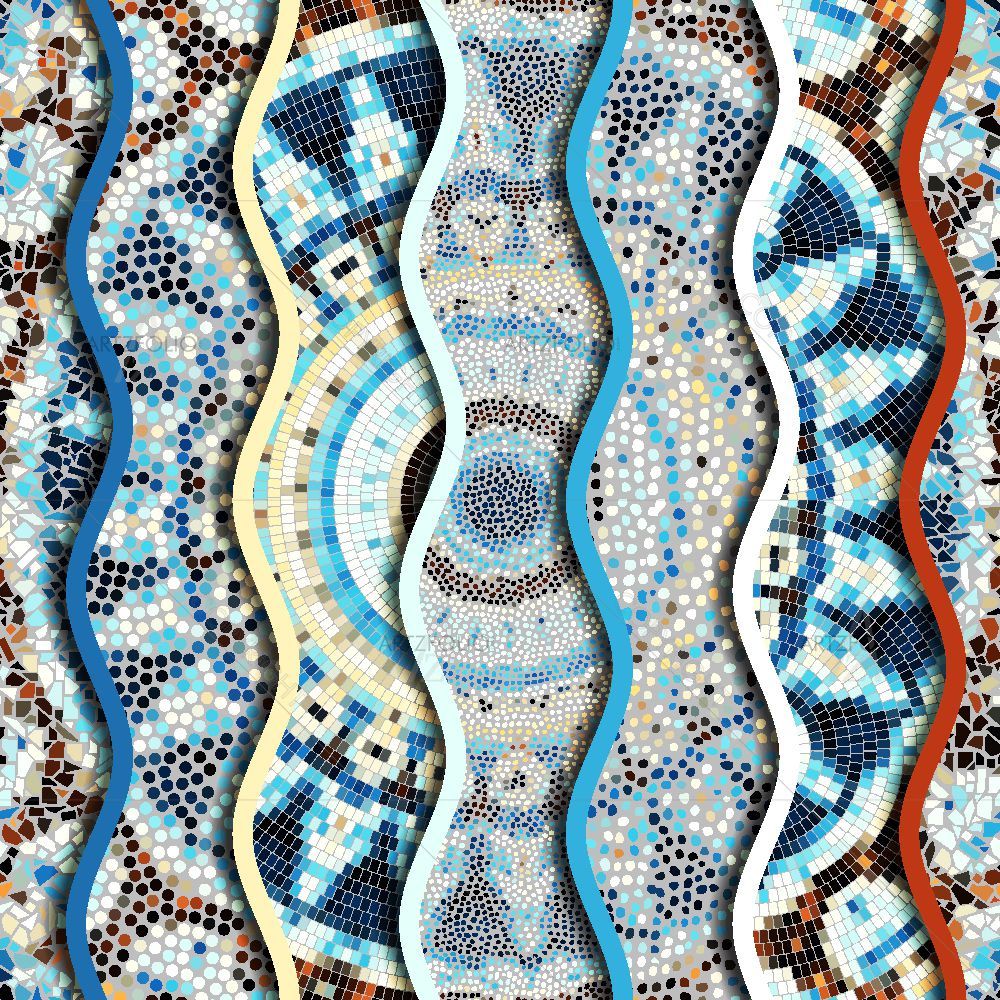 Waves Mosaic — Fluid marble custom art by ArtzFolio