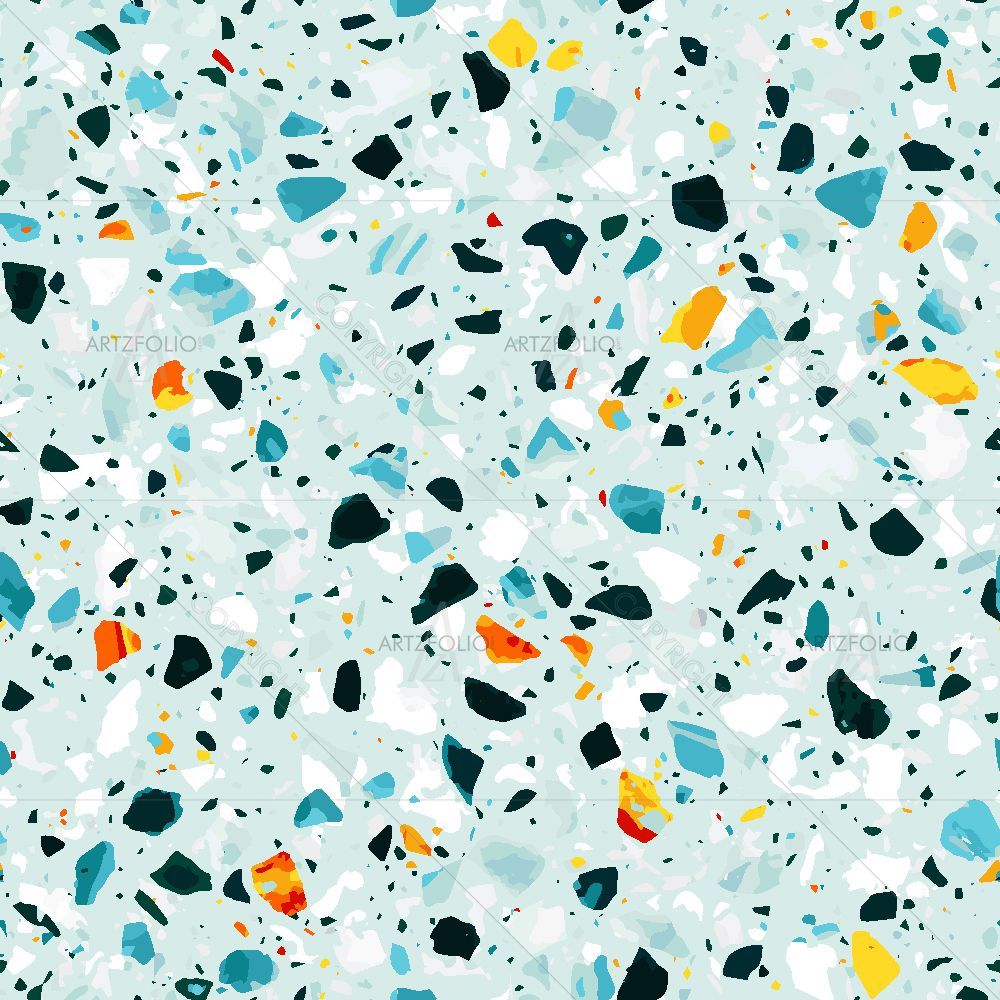 Terrazzo Flooring Cool Colors — Fluid marble custom art by ArtzFolio