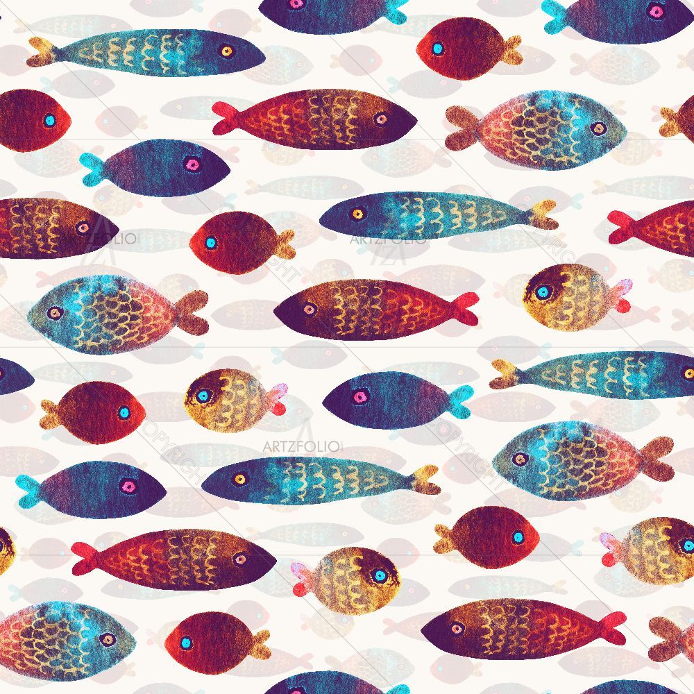 Colorful Fishes Image — Ancient custom art by ArtzFolio