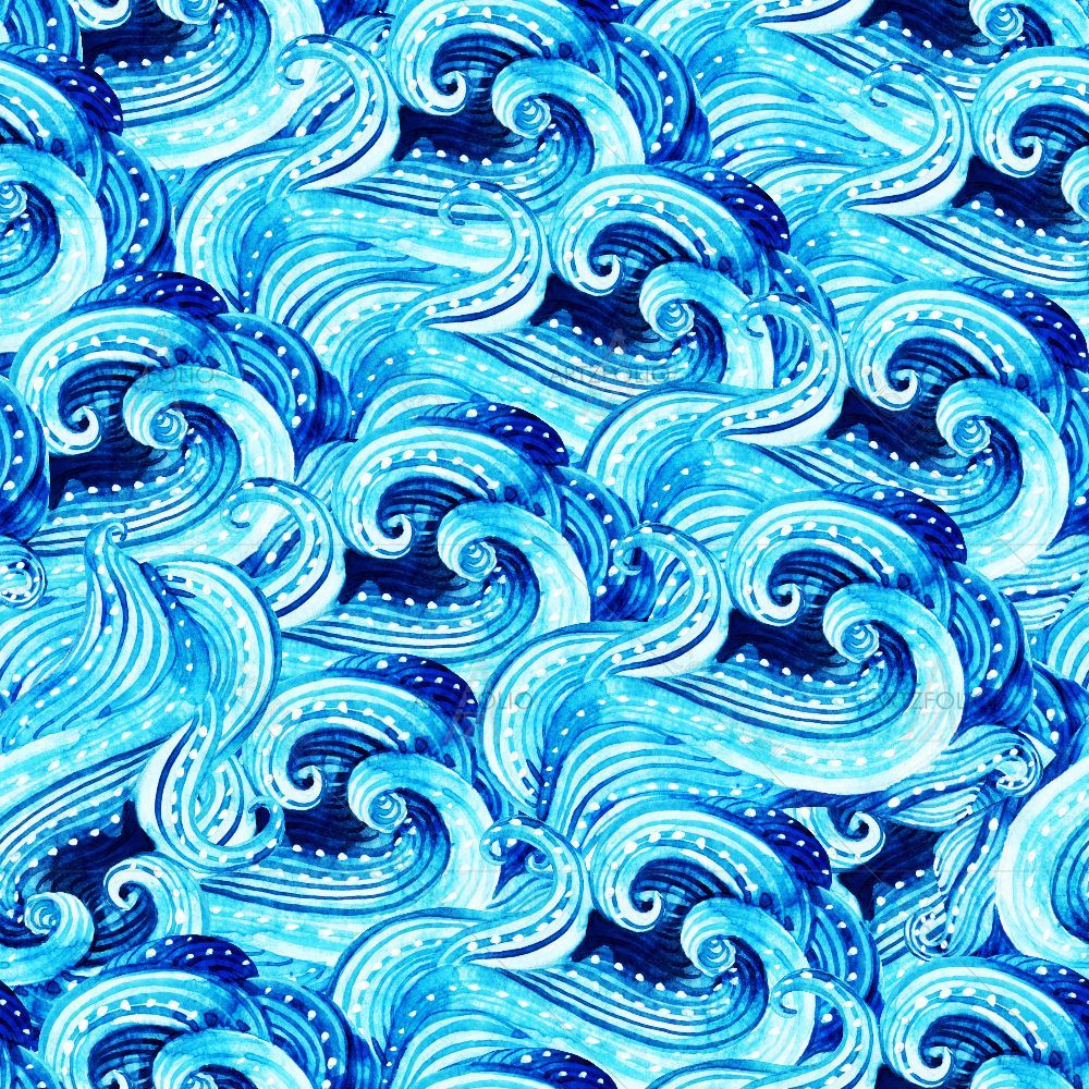 Watercolor Water Curves — custom-size art design 5016818