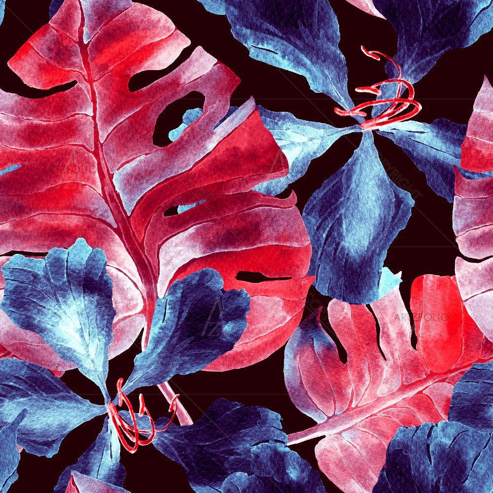 Palm and Hibiscus Jungle — custom-size art design 5016824