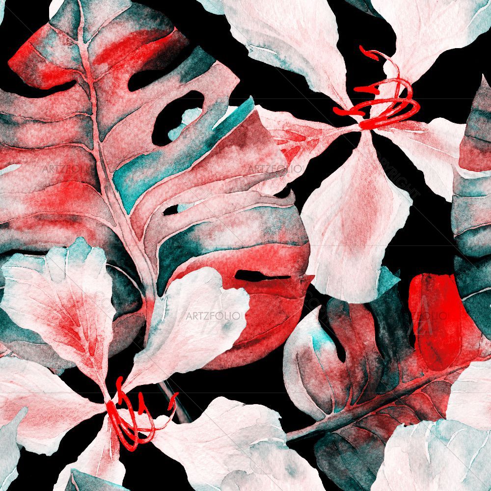 Watercolor Floral Pattern D60 — custom-size art design 5016826