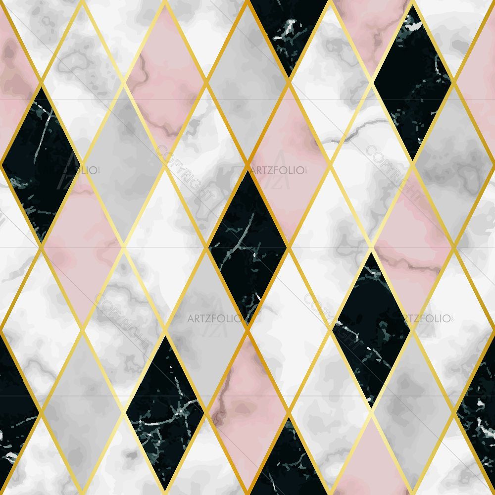 Marble with Pink Golden Lines — Fluid marble custom art by ArtzFolio