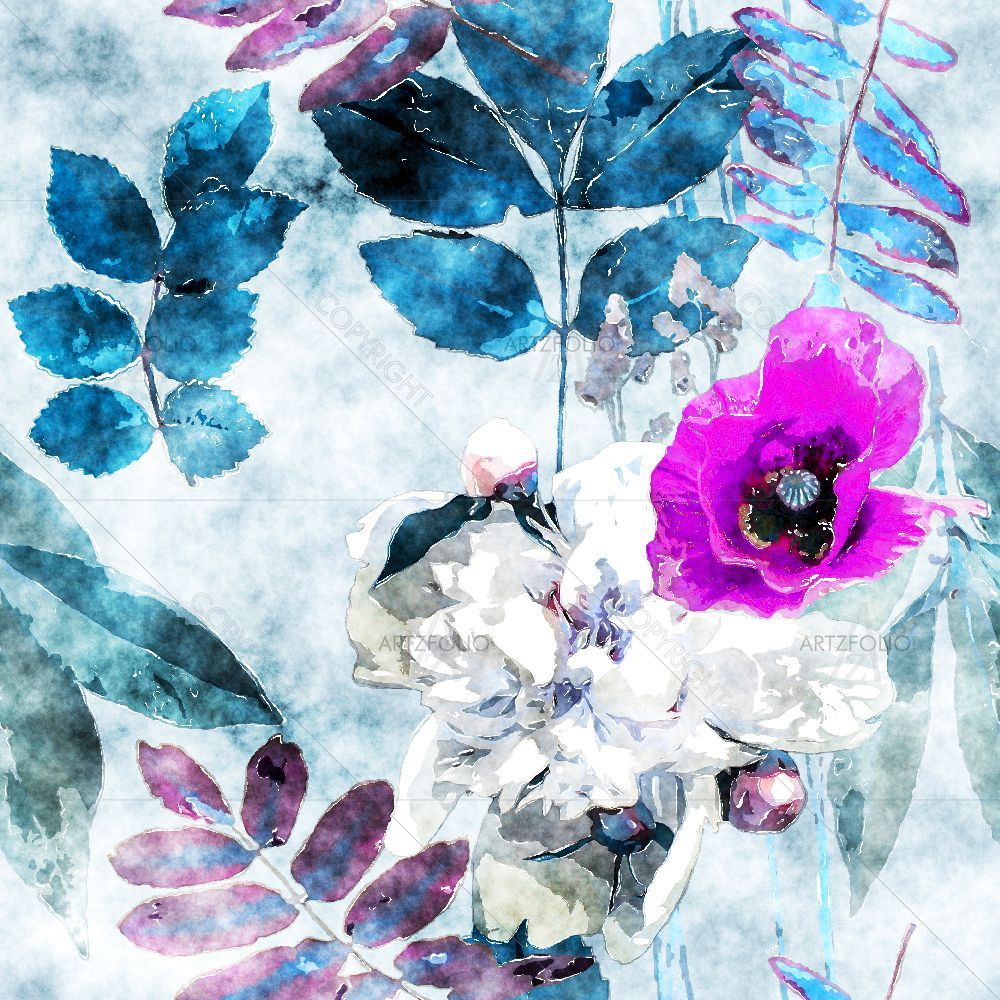 Vintage Watercolor Colorful Flowers — Botanical custom art by ArtzFolio