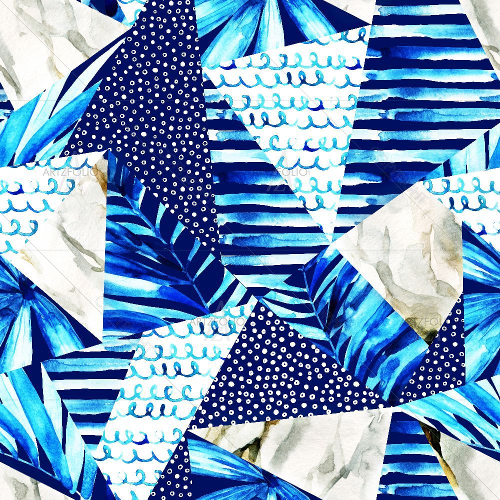Abstract Marine Triangles D2 — Abstract custom art by ArtzFolio