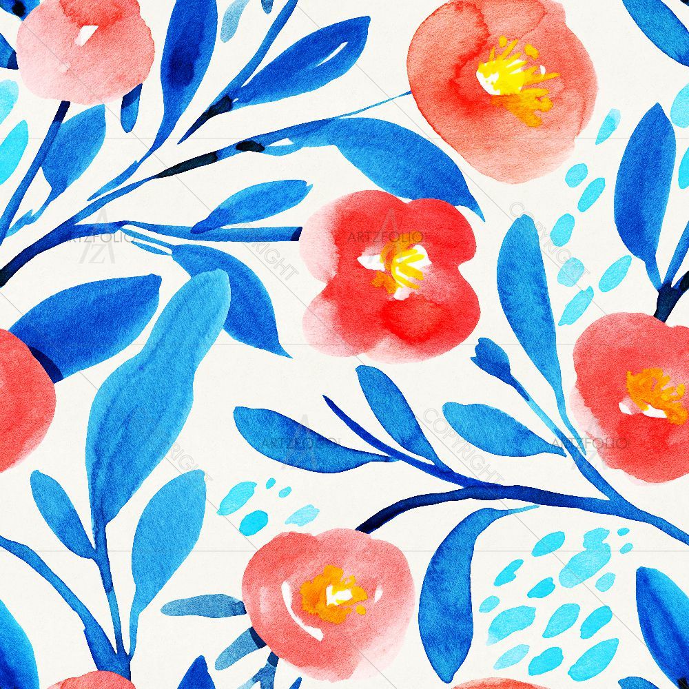 Watercolor Floral Pattern D61 — custom-size art design 5016865