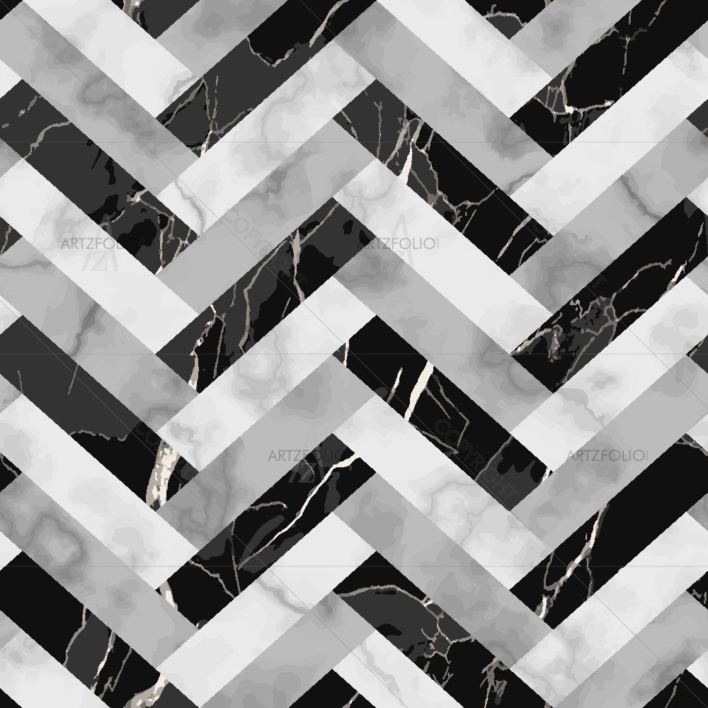 Monochrome Diagonal Rhombus — Fluid marble custom art by ArtzFolio