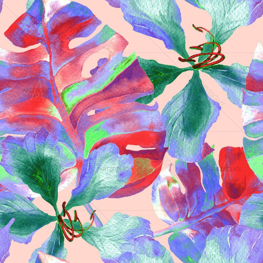 Watercolor Floral Pattern D64 — Botanical custom art by ArtzFolio
