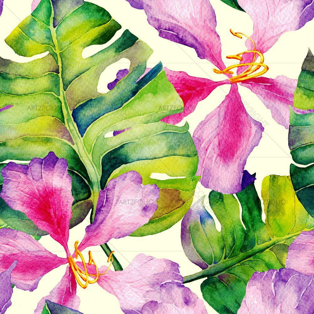Hawaiian Watercolor Hibiscus — Botanical custom art by ArtzFolio
