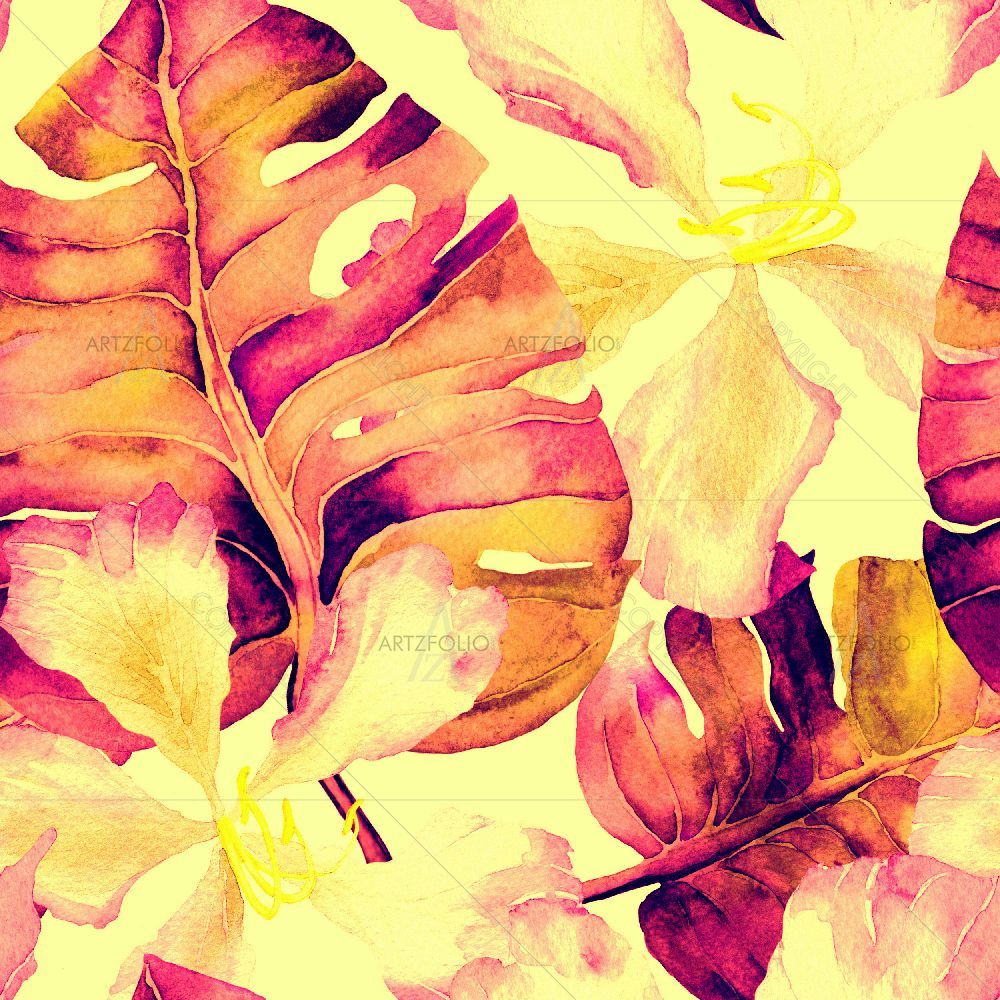 Watercolor Floral Pattern D65 — Botanical custom art by ArtzFolio