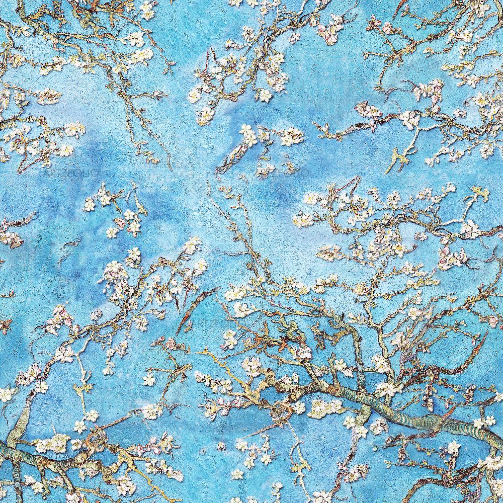 3D Almond Blossoms by Vincent Van Gogh — Botanical custom art by ArtzFolio