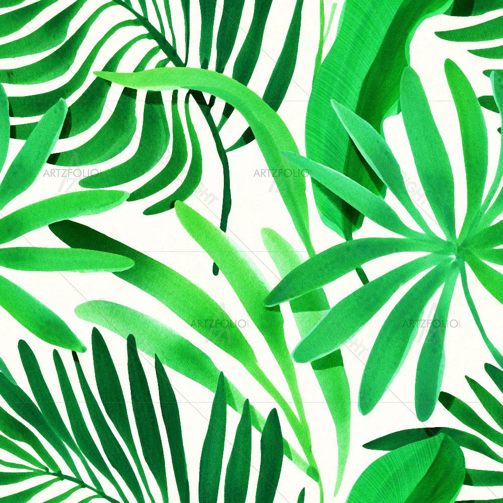 Watercolor Botanical Leaves D2 — custom-size art design 5016897
