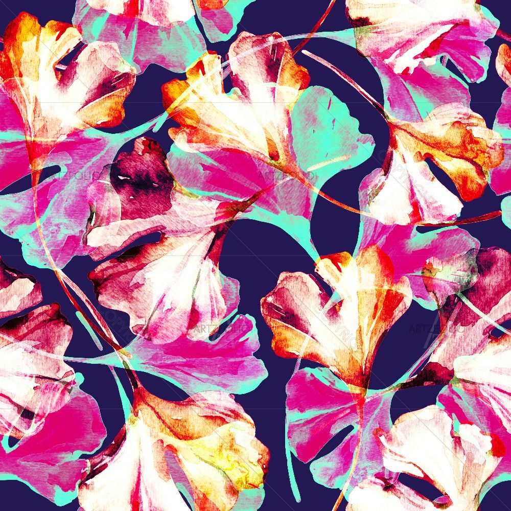Watercolor Autumn Ginkgo Leaves — custom-size art design 5016926