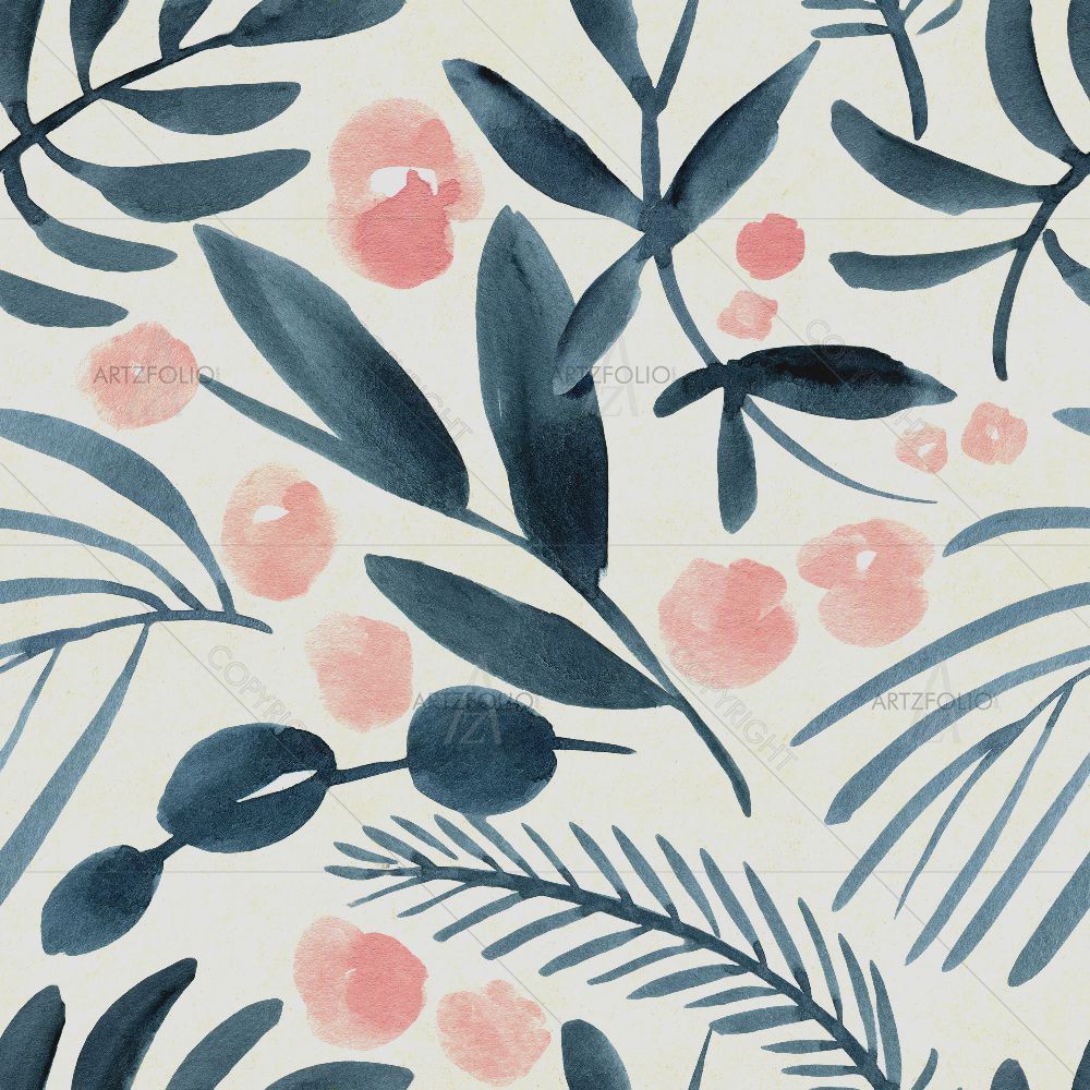 Watercolor Floral Pattern D67 — custom-size art design 5016939